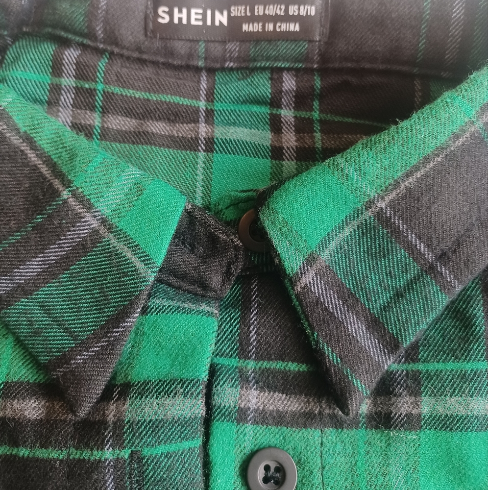 Shein Plaid Ruched Drawstring Crop Top - Picture 3 of 6